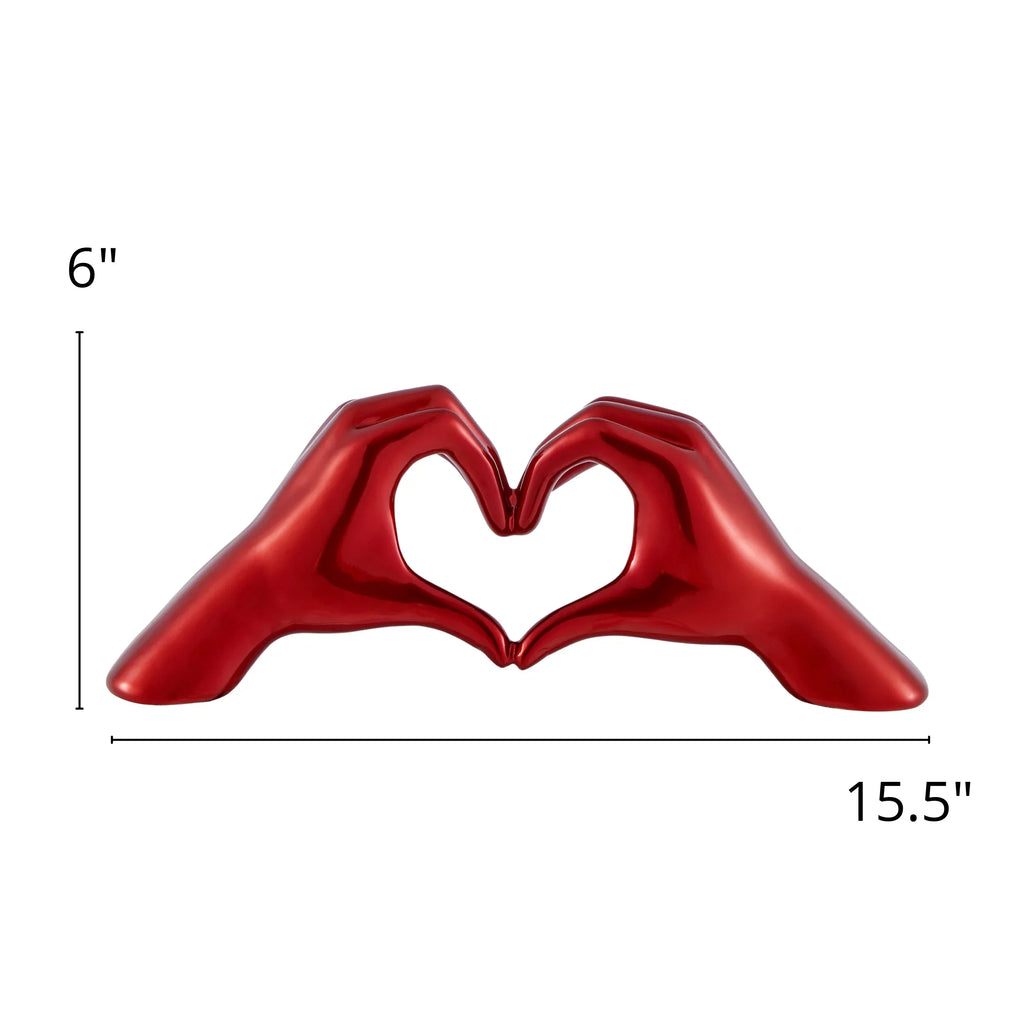 HEART HANDS METALLIC RED