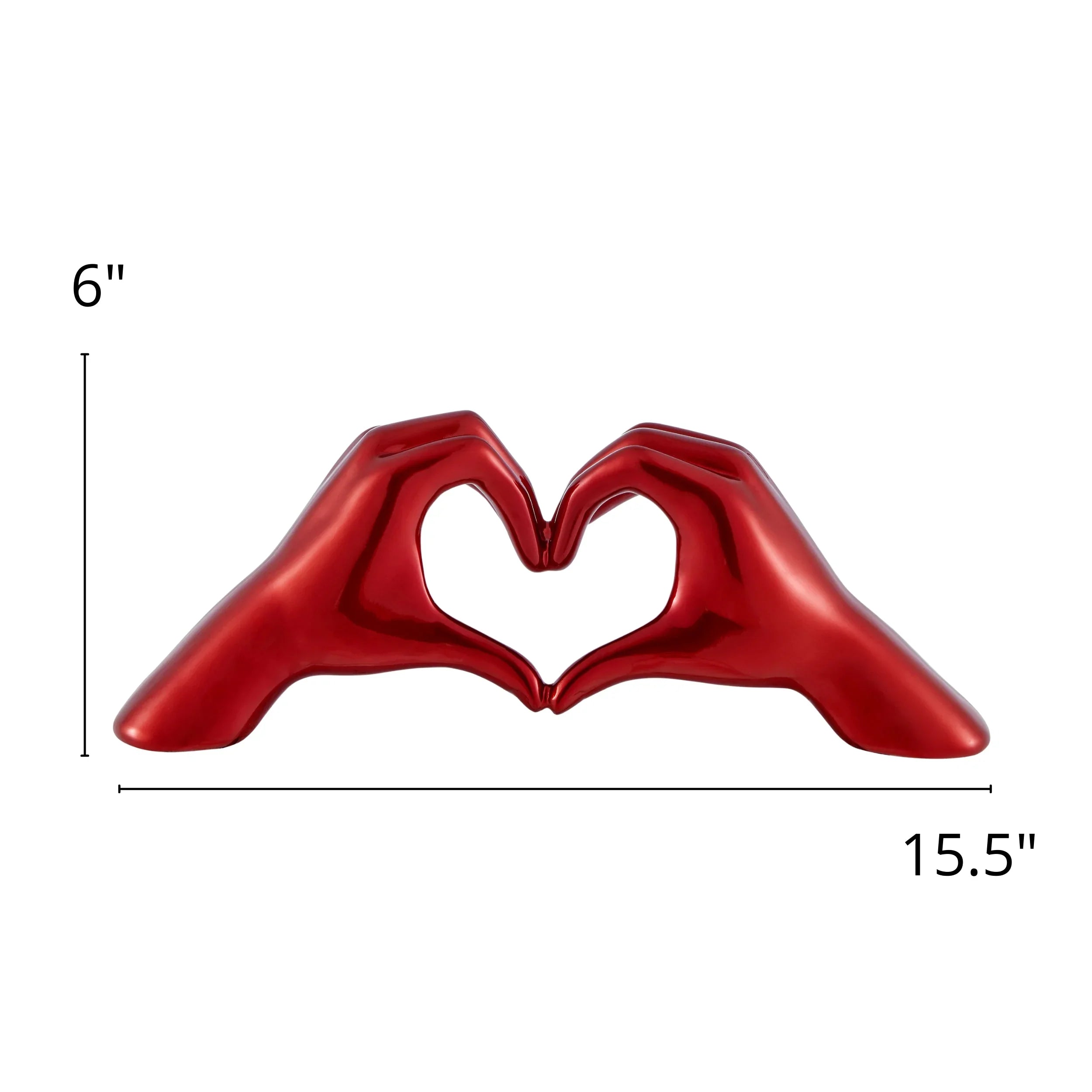 HEART HANDS METALLIC RED