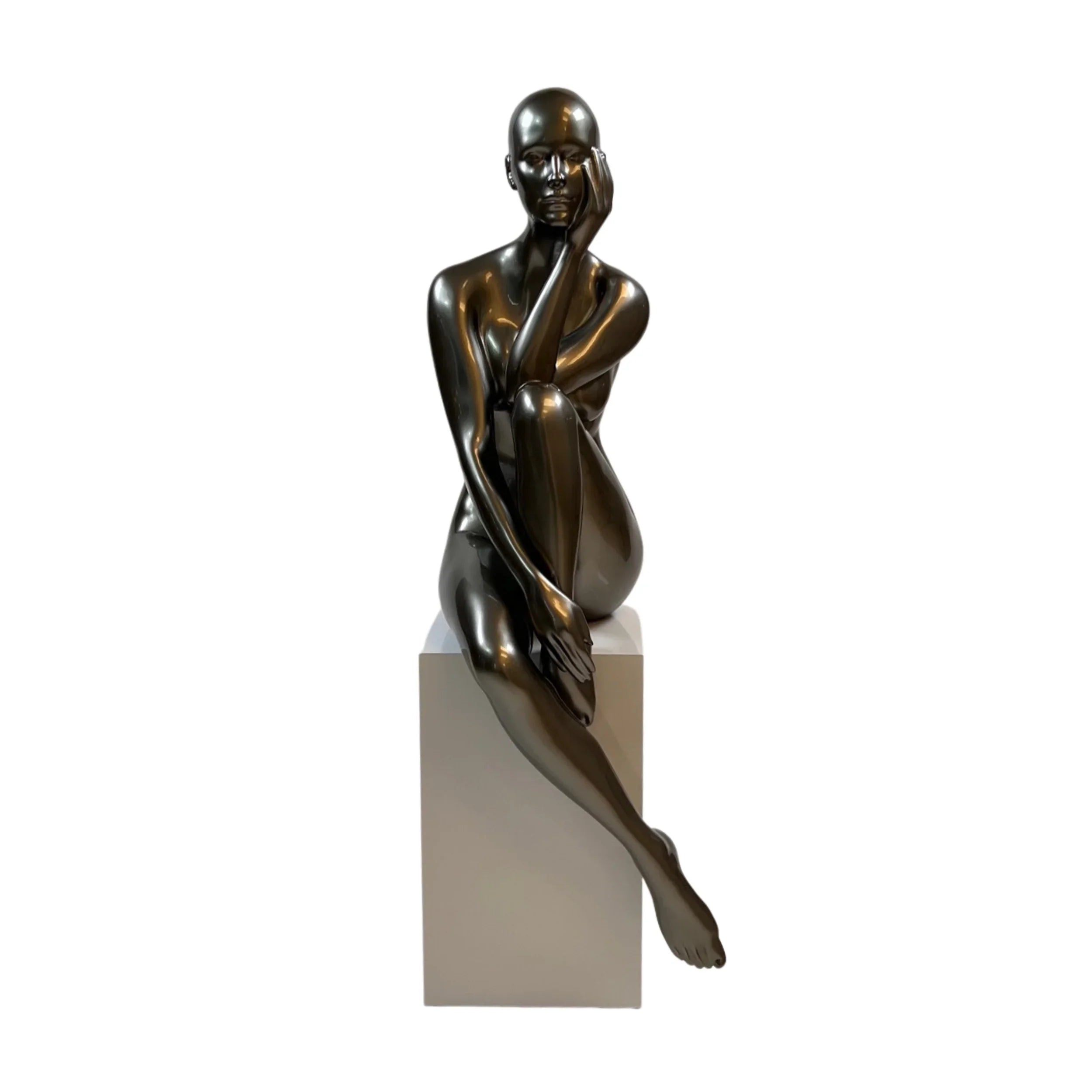 ANTOINETTE DOLL SCULPTURE WITH WHITE BASE // GLOSSY GRAY
