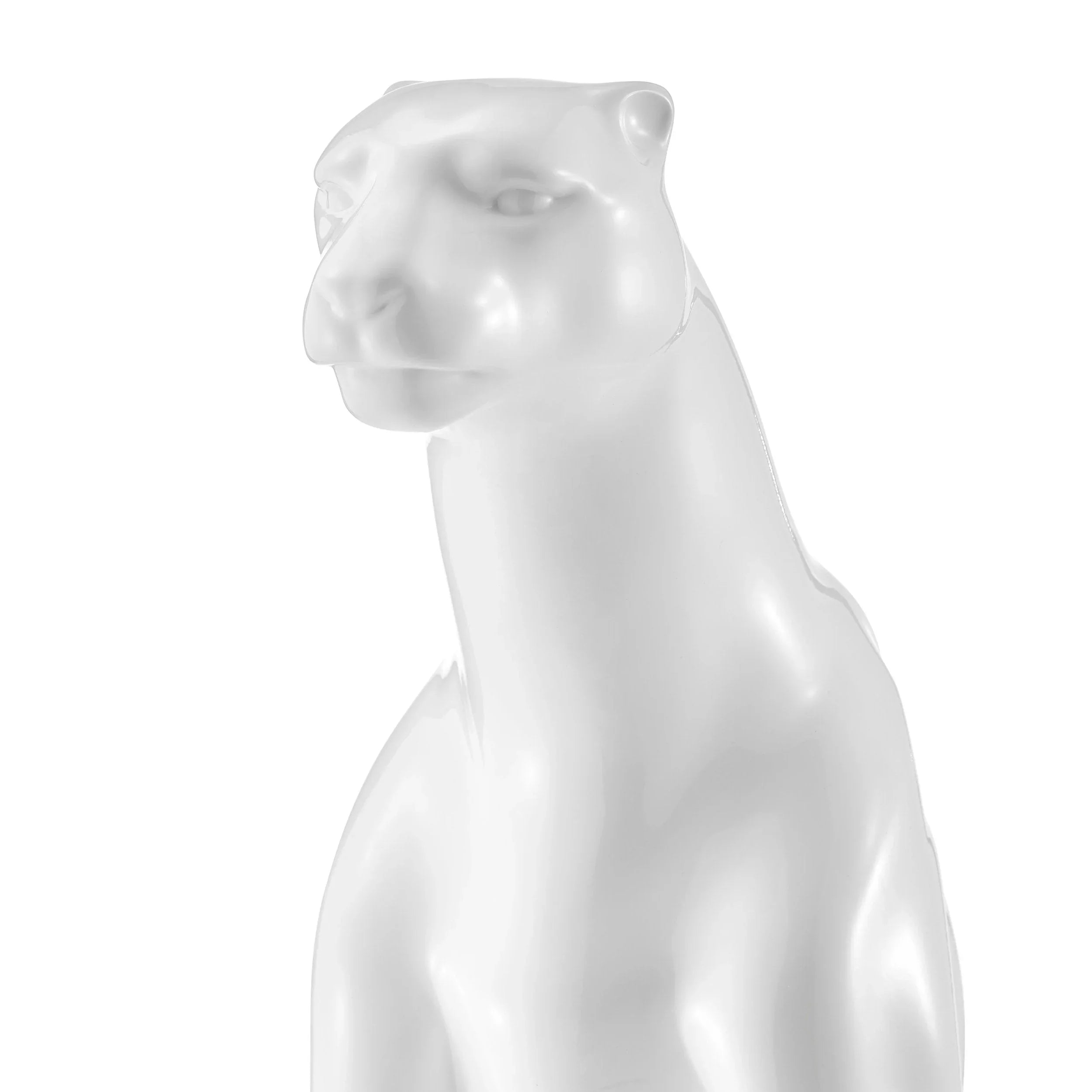 BOLI SITTING PANTHER SCULPTURE // GLOSSY WHITE