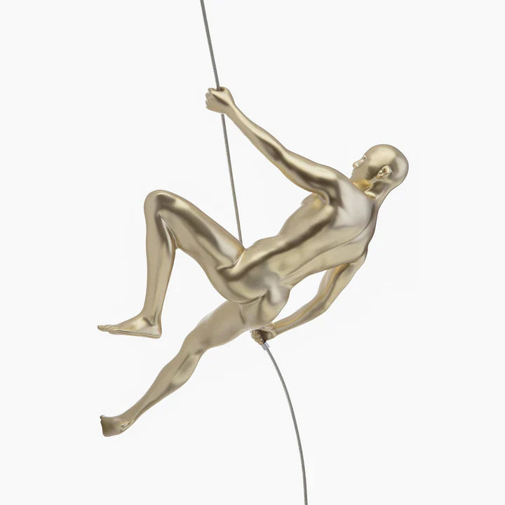 CHROME WALL SCULPTURE CLIMBING