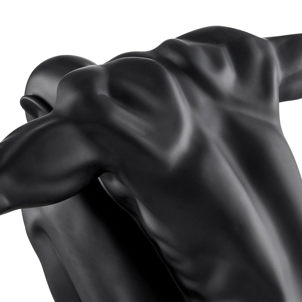 LARGE SALUTING MAN RESIN SCULPTURE 37" WIDE X 19" TALL // MATTE BLACK