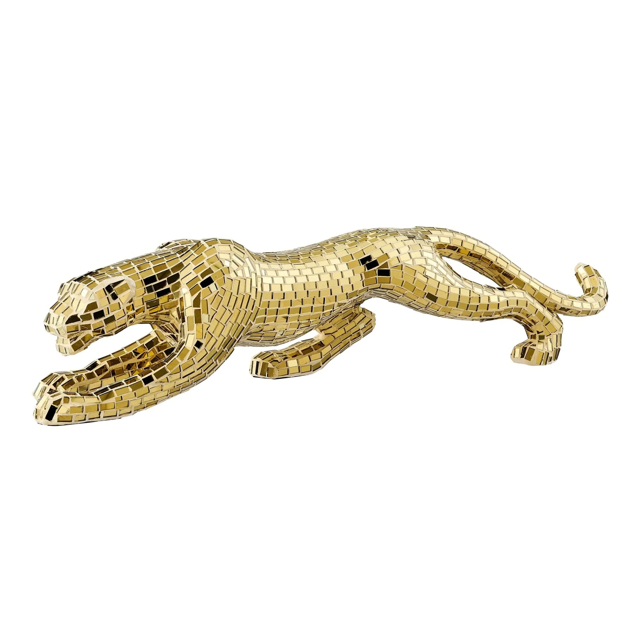 MOSAIC GOLD PANTHER SCULPTURE