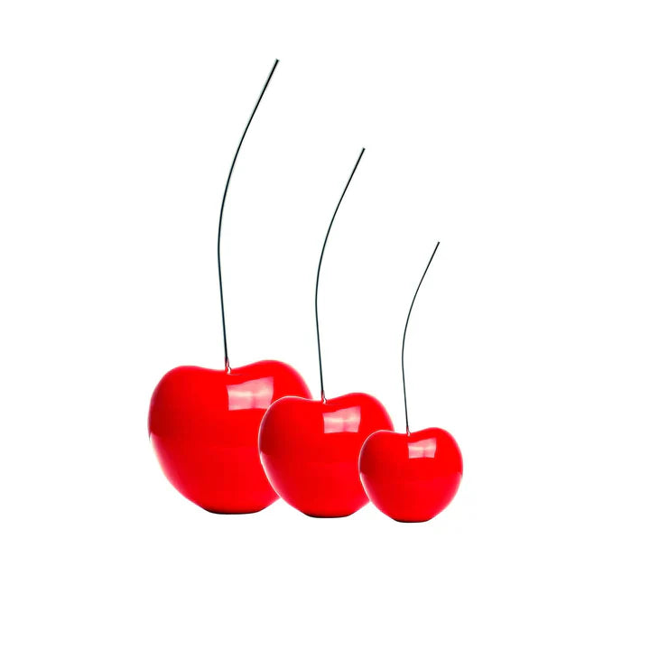 SET OF THREE CHERRIES // LARGE MEDIUM AND SMALL BRIGHT RED