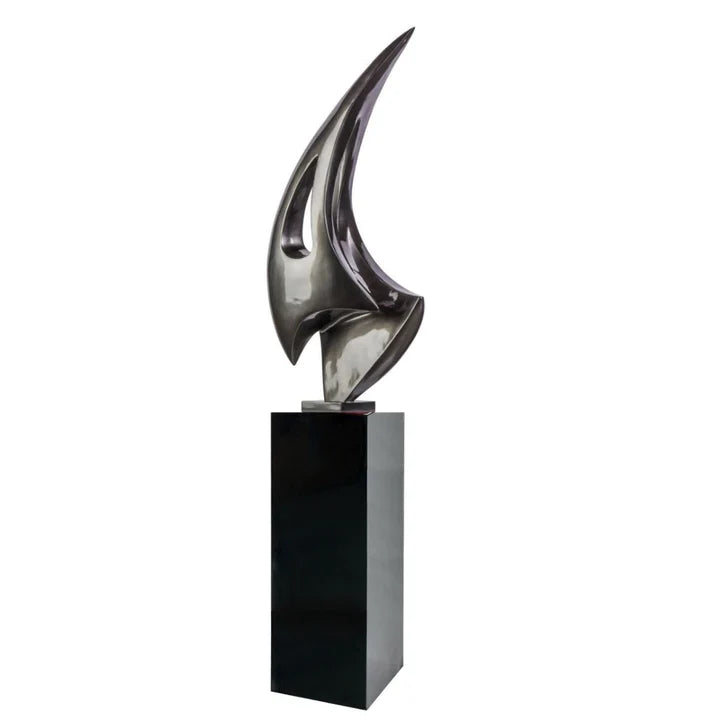 RED ,CHROME OR WHITESAIL FLOOR SCULPTURE WITH WHITE OR BLACK STAND, 70" TALL