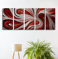 LB-433-RED Silver and Red Metal Art Set of 5 - Aluminum